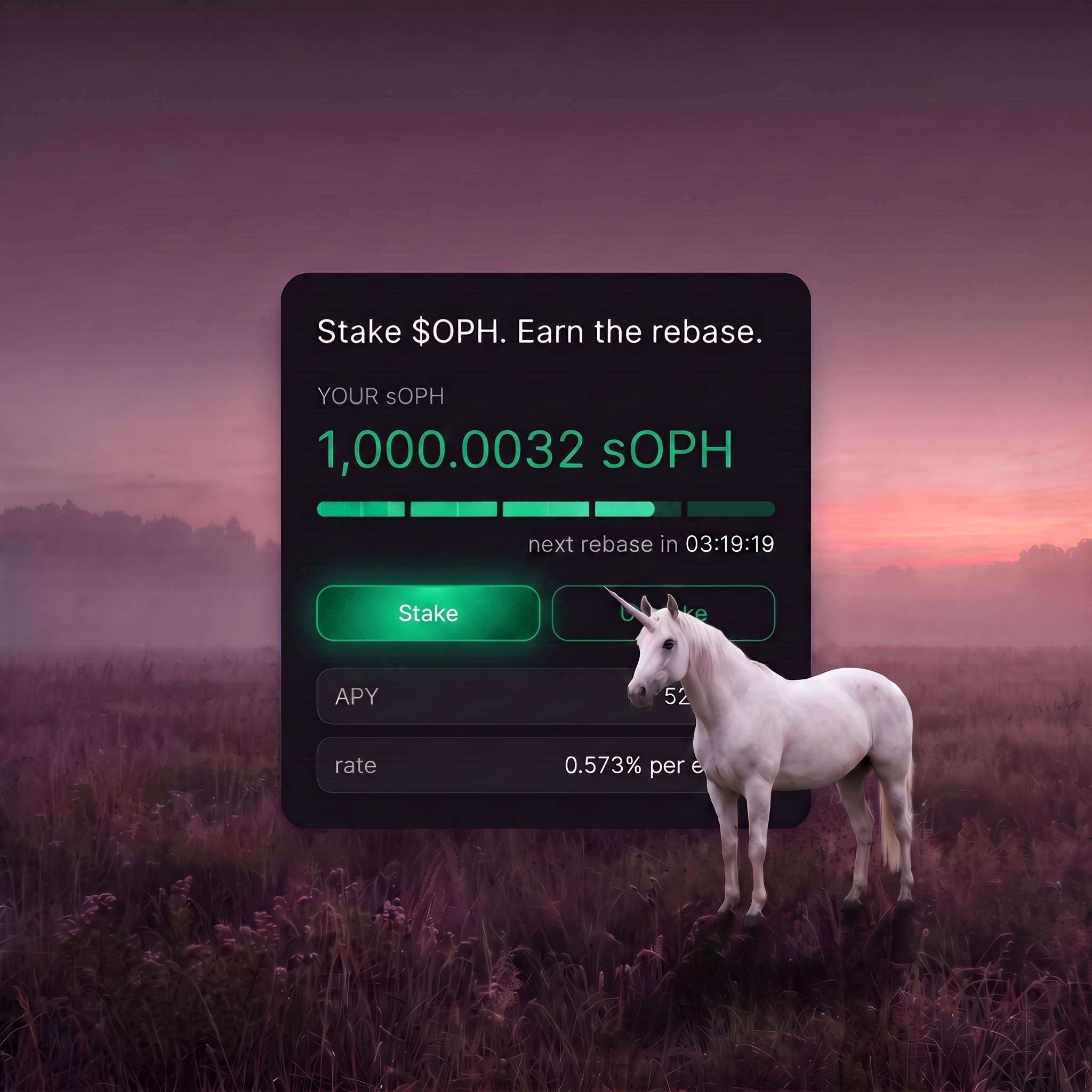 Stake $NAGA panel over the pink meadow